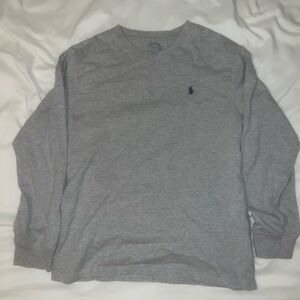 Kids Gray Long Sleeve Polo Ralph Lauren Shirt